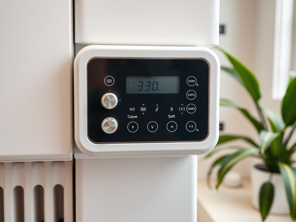 Control panel of a white appliance displaying the temperature setting of 330, with various buttons alongside.